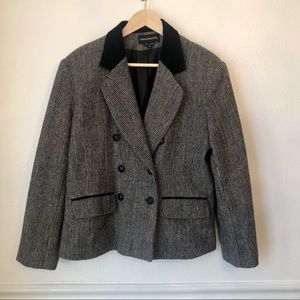 VINTAGE | Wool-Suede Black & White Tweed Blazer M